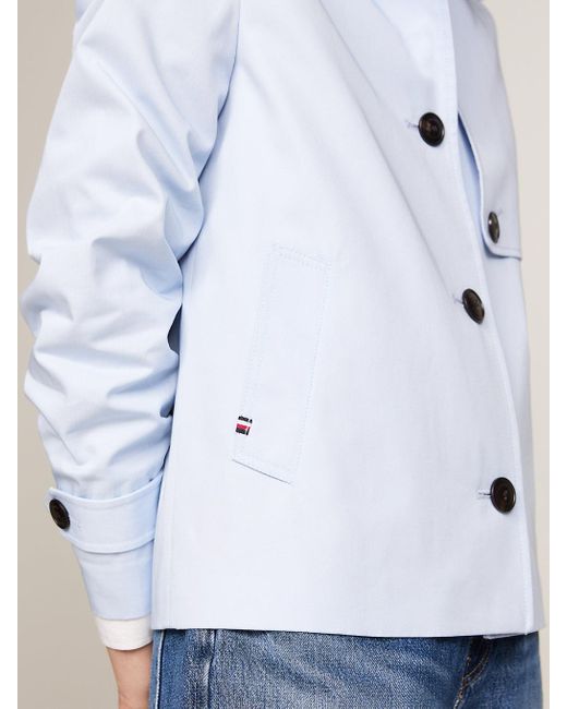 Tommy Hilfiger White Single Breasted Short Trench Coat