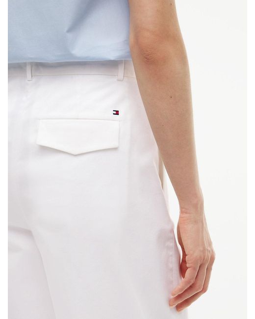 Tommy Hilfiger White Pleated Barrel Chinos