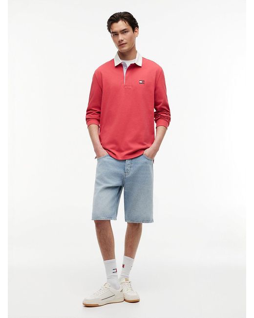 Tommy Hilfiger Red Tommy Badge Relaxed Rugby Shirt for men