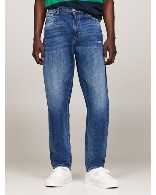 Tommy Hilfiger Blue Isaac Relaxed Tapered Distressed Jeans for men