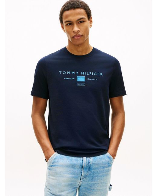 Tommy Hilfiger Blue Jersey Logo T-Shirt for men