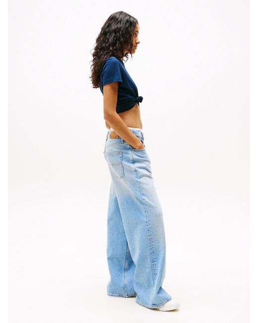 Tommy Hilfiger Red Mid Rise Loose Wide Leg Jeans