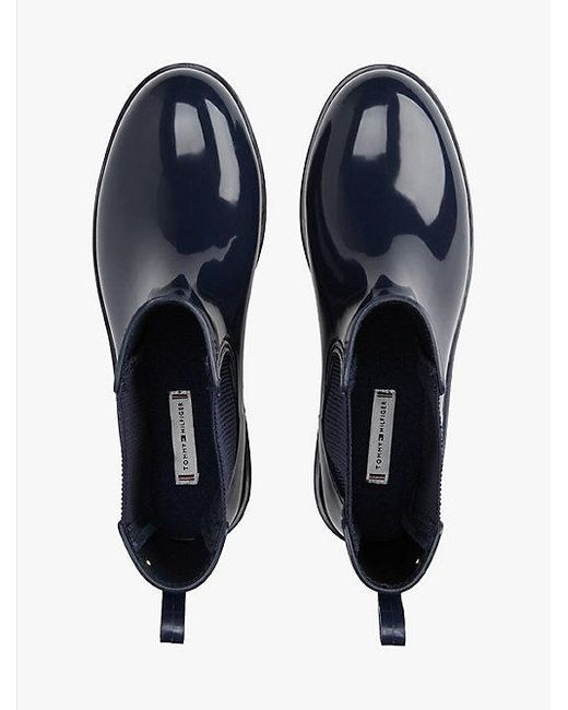 Tommy Hilfiger Glanzend Enkellaarsje Met Profielzool in het Blue