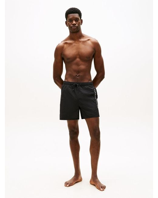 Tommy Hilfiger Black Original Logo Mid Length Swim Shorts for men