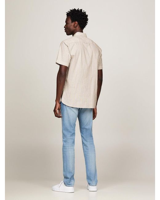 Chemise coupe standard rayée manches courtes Tommy Hilfiger pour homme en coloris Natural
