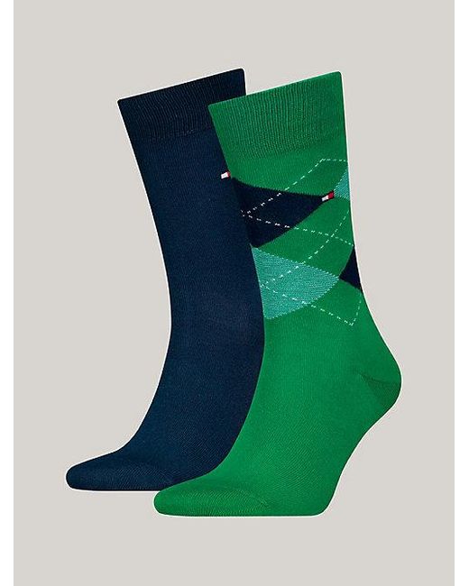 Tommy Hilfiger Set Met 2 Paar Sokken Met Argyle-ruit in het Green voor heren