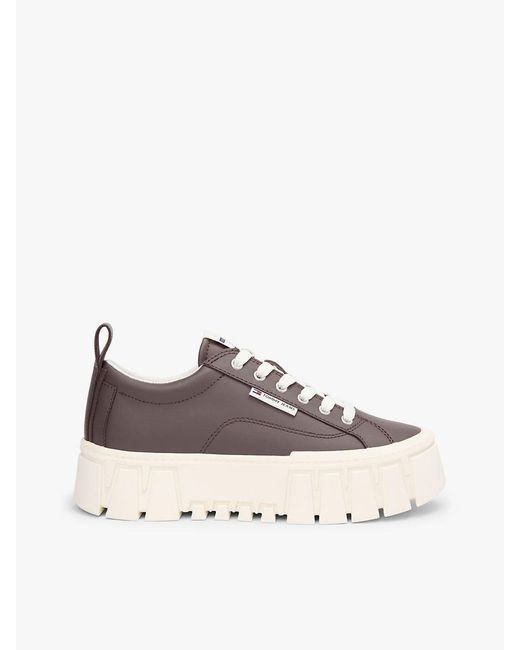 Tommy Hilfiger Multicolor Cleat Platform Trainers With Leather