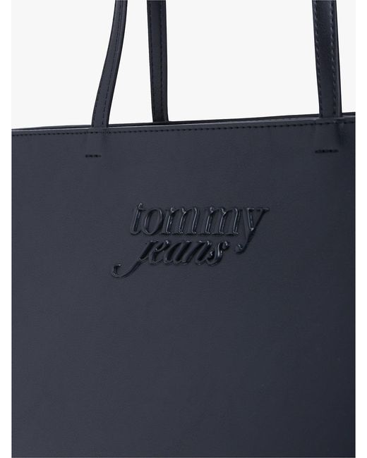 Tommy Hilfiger Blue Essential Textured Logo Tote Bag