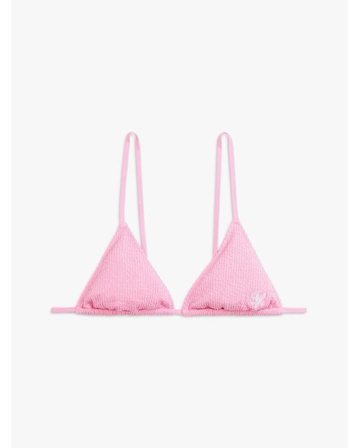 Tommy Hilfiger Red Crinkle Texture Triangle Bikini Top