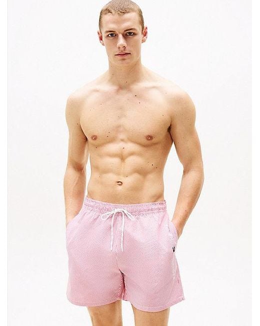 Tommy Hilfiger Original Medium Lange Zwemshort Met Streep in het Pink voor heren