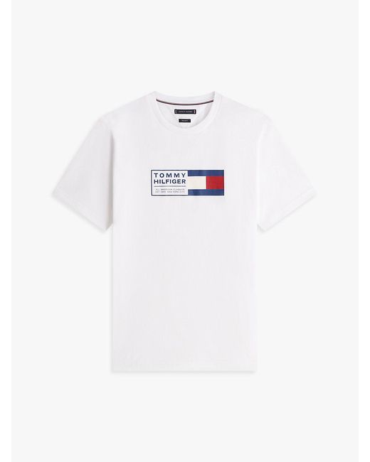 Tommy Hilfiger White Logo Jersey Crew Neck T-Shirt for men