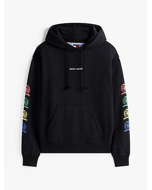 Tommy Hilfiger Crest Relaxed Fit Hoodie Mit Grafik Hinten in Black für Herren