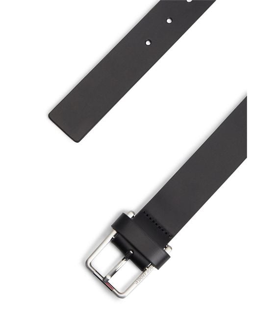 Tommy Hilfiger Black Austin Rectangular Buckle Leather Belt for men