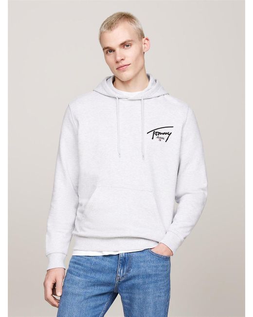 Tommy Hilfiger White Signature Logo Drawstring Hoody for men