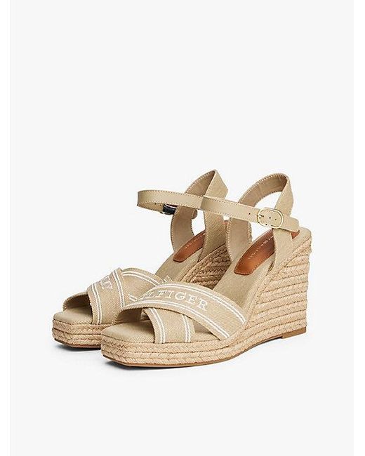 Tommy Hilfiger Espadrille Met Sleehak in het Natural