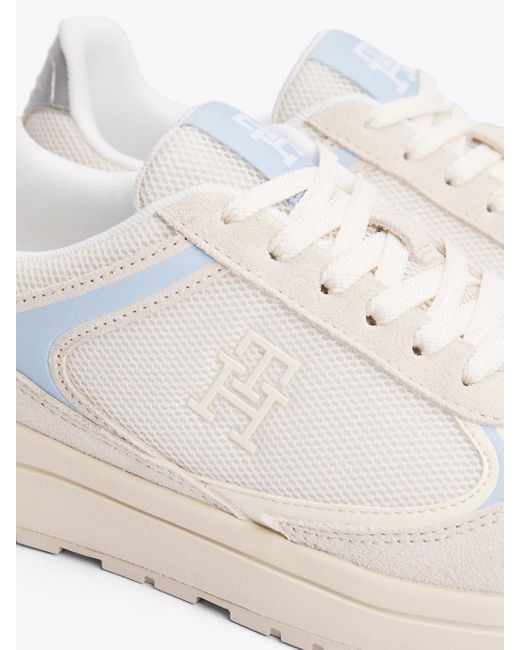 Tommy Hilfiger White Mixed Texture Trainers