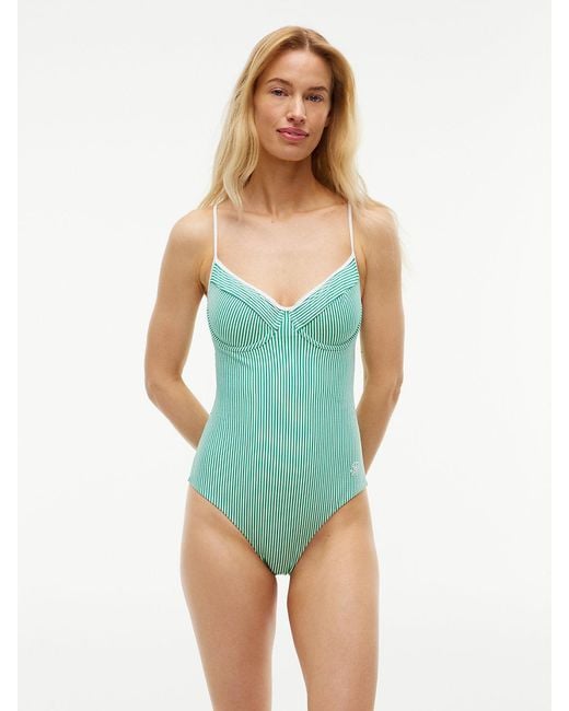 Tommy Hilfiger Orange Essential Seersucker Demi Cup Swimsuit