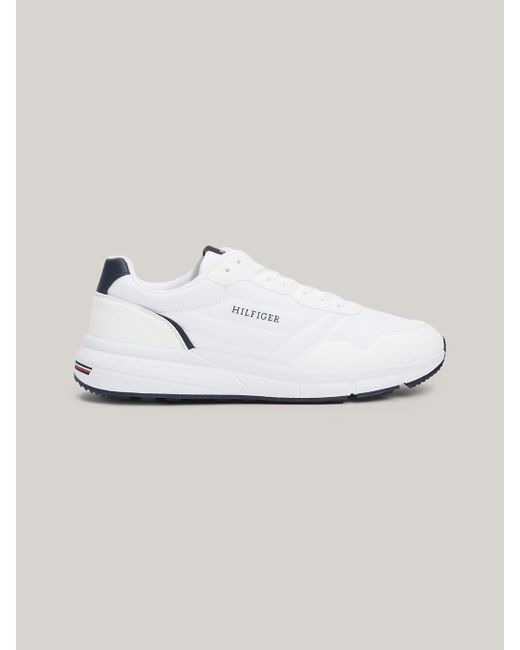 Tommy Hilfiger White Logo Mixed Texture Trainers for men