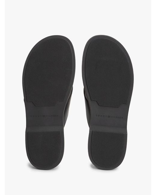 Tommy Hilfiger White Debossed Logo Leather Toe Post Sandals for men