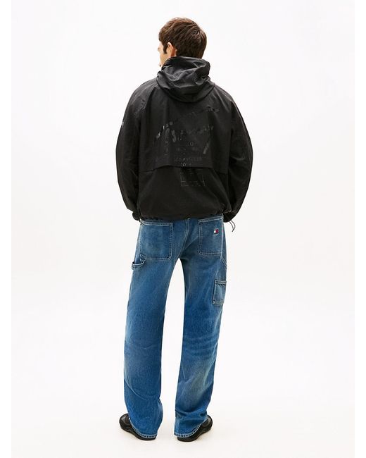 Tommy Hilfiger Black Signature Back Logo Water Repellent Relaxed Windbreaker for men