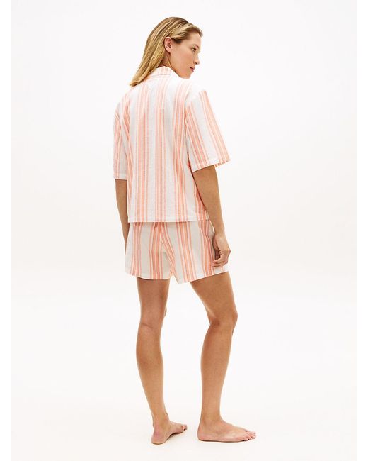 Tommy Hilfiger Pink Essential Shorts Pyjama Set With Linen