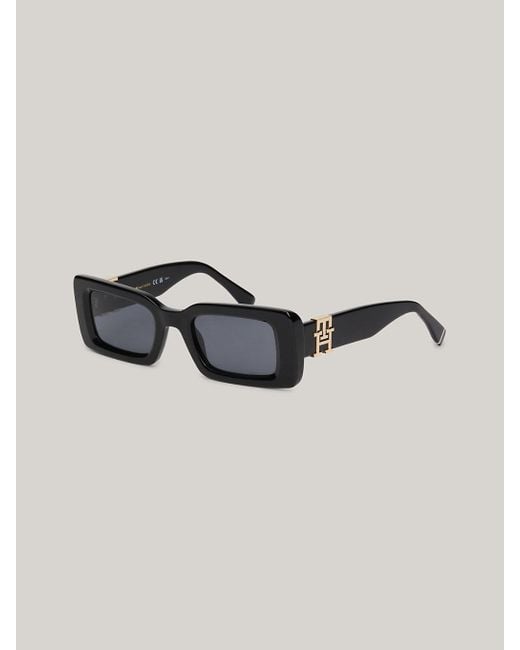 Tommy Hilfiger Black Th Monogram Small Rectangular Sunglasses