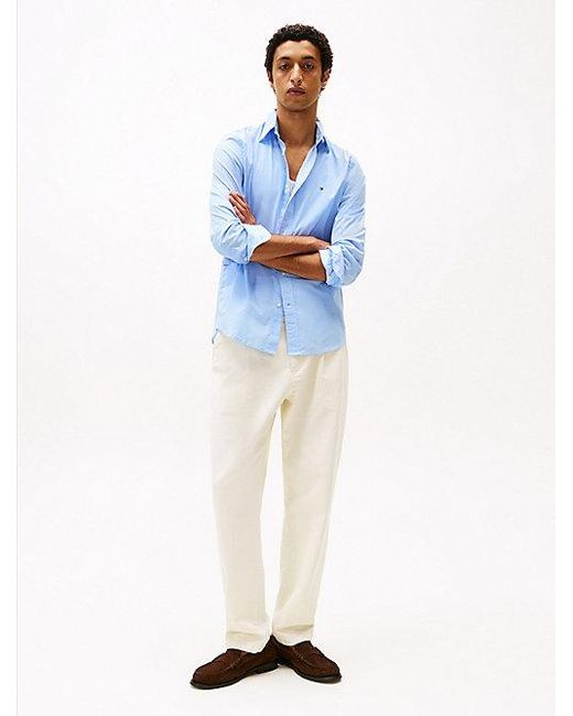 Camisa Th Flex Estampada De Corte Regular Tommy Hilfiger de hombre de color Blue