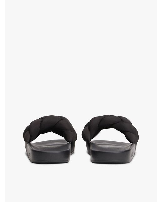 Tommy Hilfiger White Embossed Braided Strap Slides