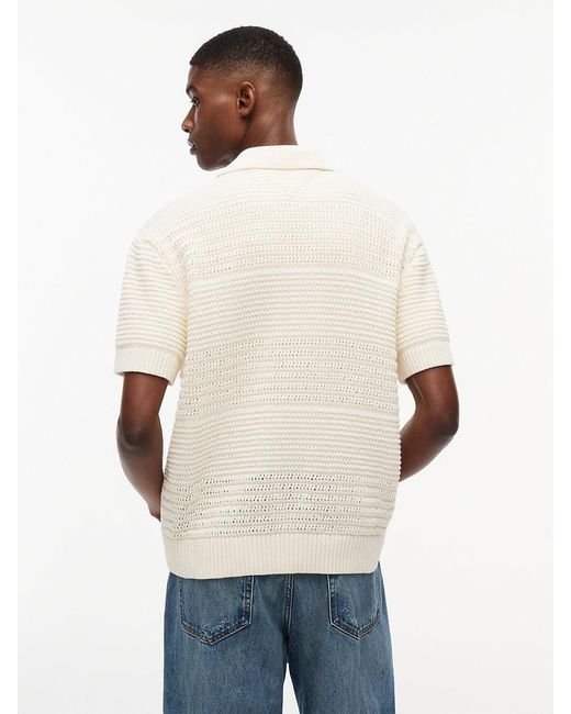 Tommy Hilfiger White Tommy Badge Woven Short Sleeve Shirt for men