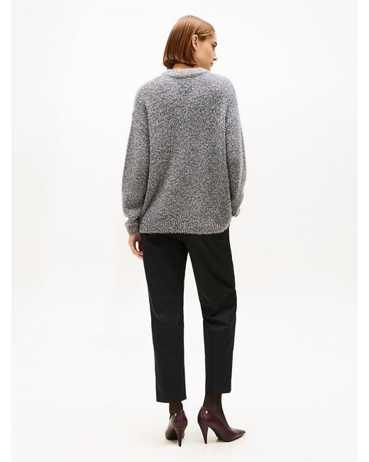 Tommy Hilfiger Gray Festive Wool Blend Relaxed V-Neck Jumper