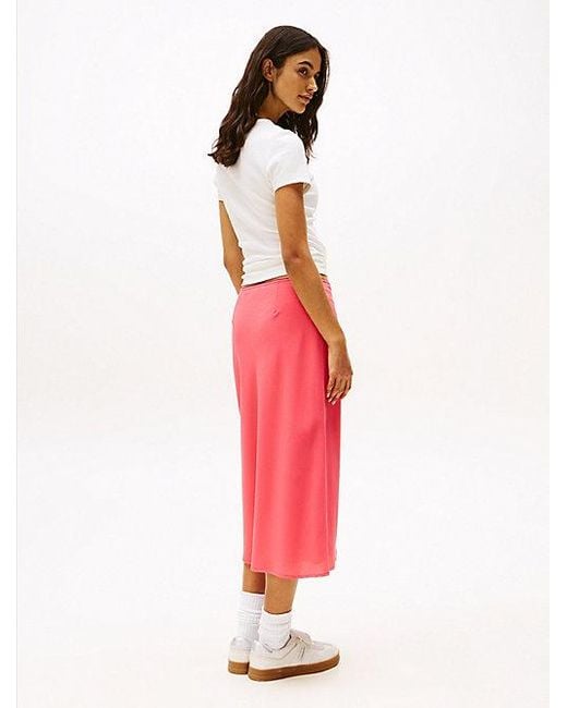 Tommy Hilfiger Midi-Rok Met Randdetail in het Pink