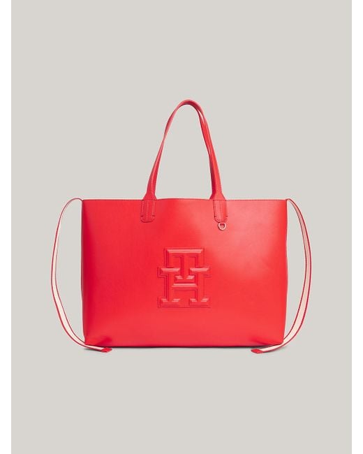Tommy Hilfiger Red Iconic Th Monogram Pouch Tote