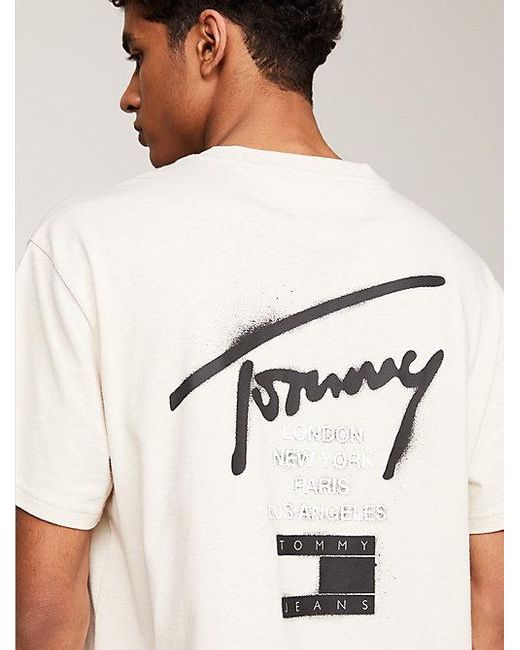 Camiseta de cuello redondo con logo Tommy Hilfiger de hombre de color White