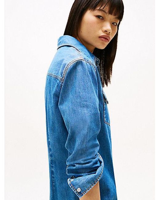 Tommy Hilfiger Blue Mini-Hemdkleid Aus Denim