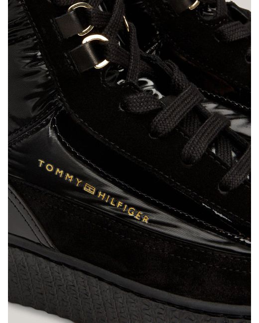 Tommy Hilfiger Black Suede Lace-up Snow Boots