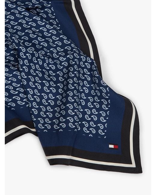 Tommy Hilfiger Blue Smart Casual Silk Blend Print Square Scarf for men
