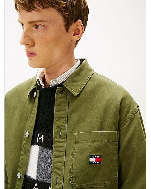 Tommy Hilfiger Tommy Badge Oversized Fit Overshirt in Green für Herren
