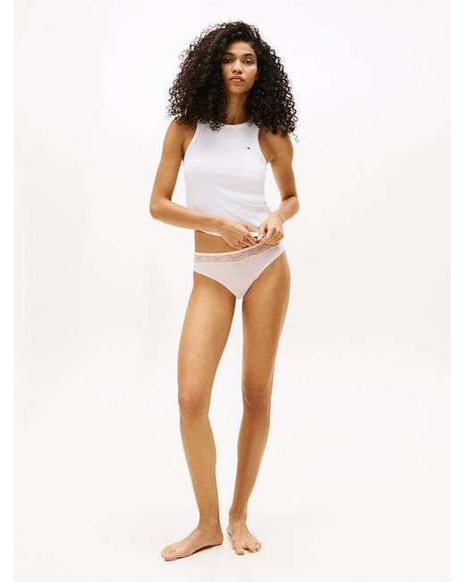Tommy Hilfiger White Lace Trim Microfibre Briefs