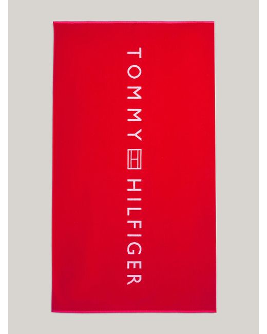 Serviette de plage Original à logo Tommy Hilfiger en coloris Red