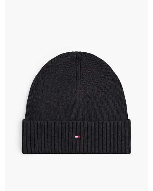 Tommy Hilfiger Gray 's Flag Cotton Knitted Beanie With Cashmere for men