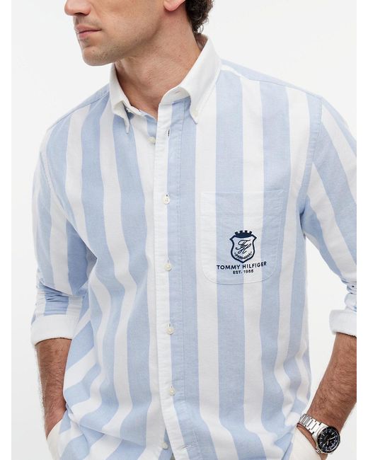 Tommy Hilfiger Blue Classic Fit Crest Embroidery Oxford Shirt for men