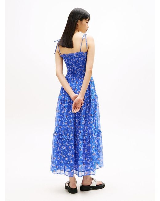 Tommy Hilfiger Blue Print Extra Slim Chiffon Maxi Dress