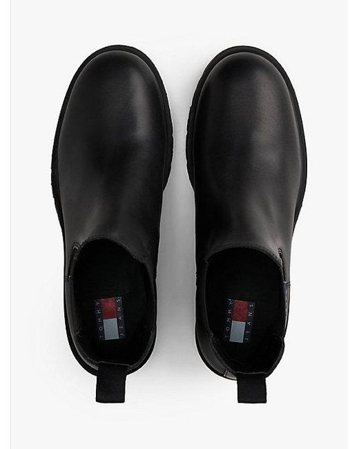Tommy Hilfiger Leren Chelsea Boot Met Profielzool in het Black