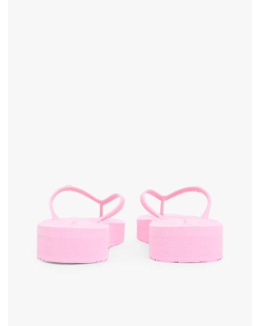 Tommy Hilfiger Pink Repeat Logo Platform Flip-flops
