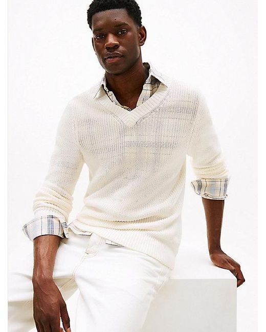 Tommy Hilfiger Smart Casual Relaxed Fit Pullover in White für Herren