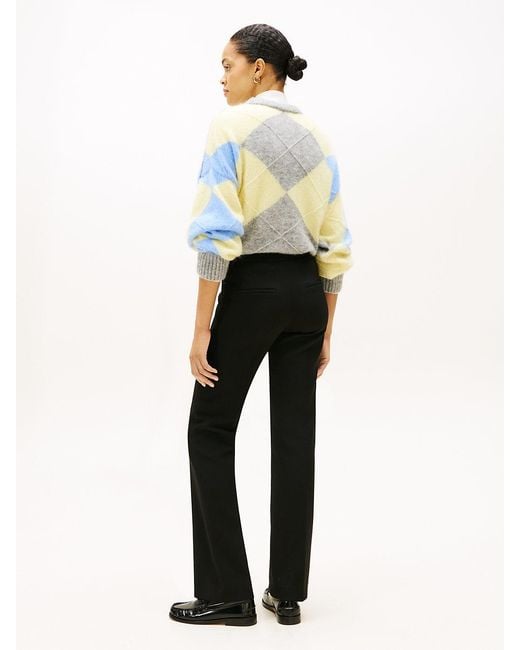 Tommy Hilfiger White Pressed Crease Kick Flare Trousers