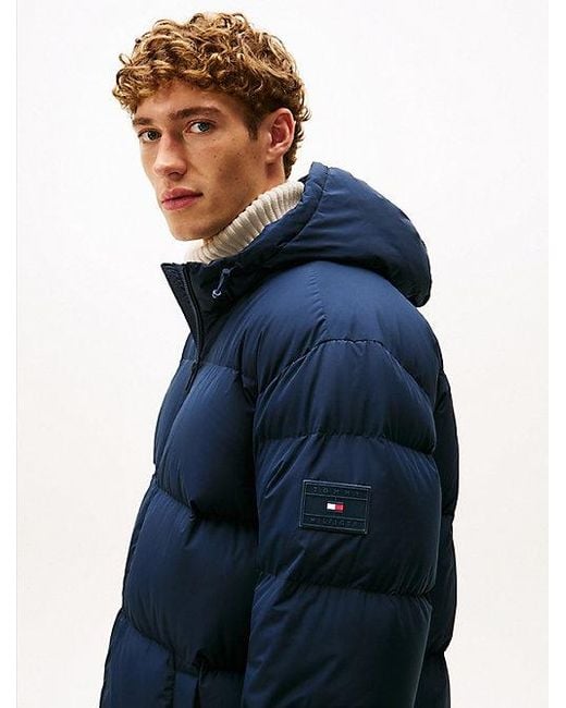 Tommy Hilfiger Waterafstotende Lange Donsparka Met Capuchon in het Blue voor heren