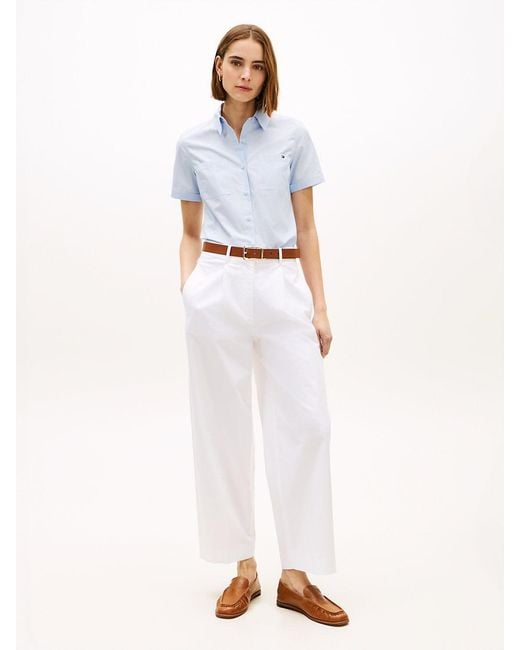 Tommy Hilfiger White Pleated Barrel Chinos