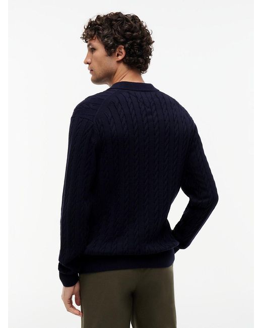 Tommy Hilfiger Blue Cable Knit Polo Jumper for men