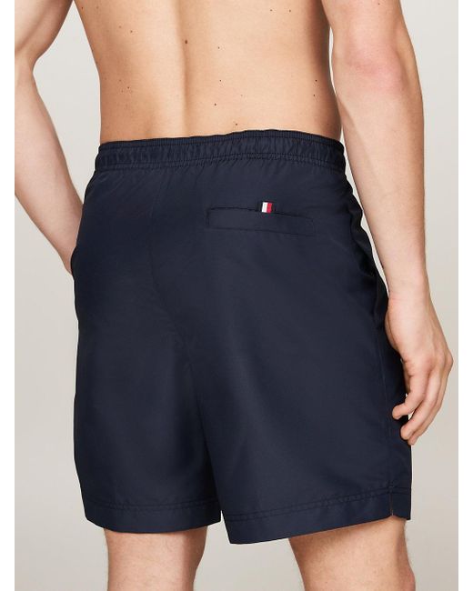 Tommy Hilfiger Blue Hilfiger Logo Drawstring Long Length Swim Shorts for men